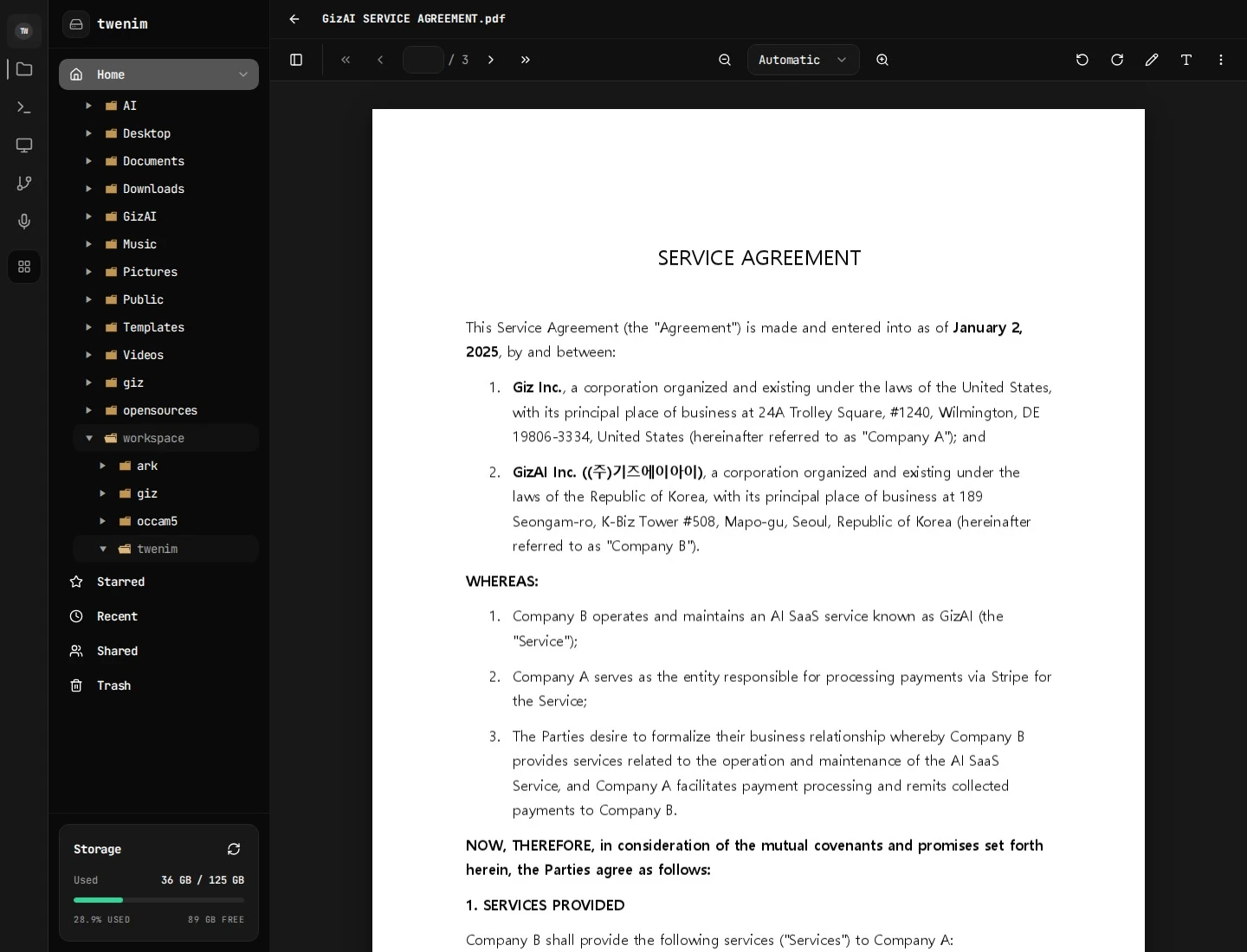 Giz Drive document viewer & file management